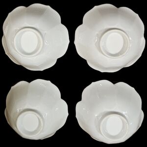 Vintage White Lotus Flower Ceramic Porcelain Elegant Bowls Set Of 4.